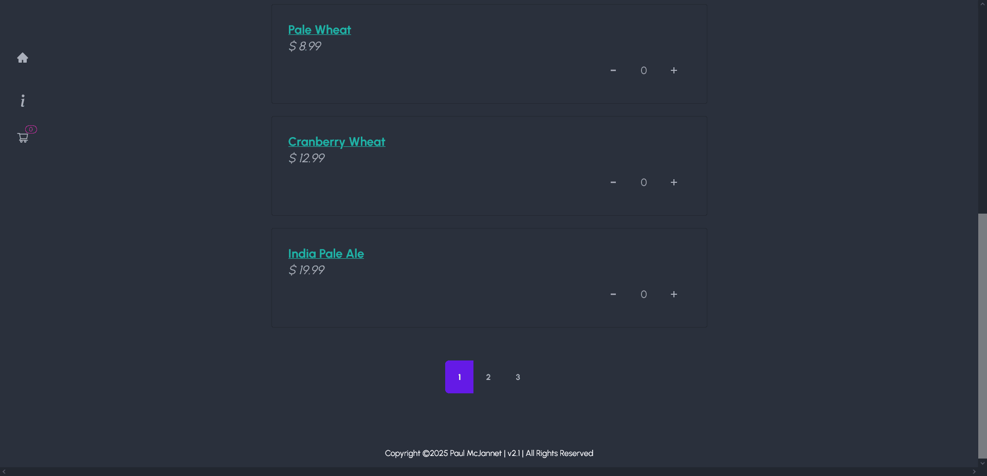 Screenshot of e-Commerce store that has several beers available for purchase